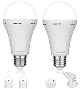 Ostwiki 2 Pack Emergency Rechargeable Light Bulbs,Battery Operated Backup Light Bulb 9W E27 8500K...