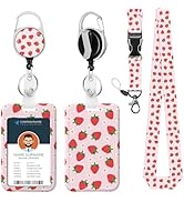 Lanyard ID Badge Holder Strawberry Retractable Badge Reel Card Name Tag Breakaway Heavy Duty Retr...