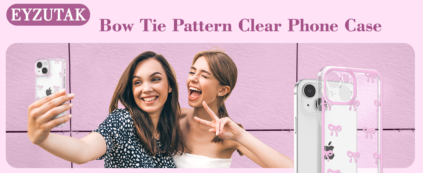 1-pretty bow tie design clear phone case