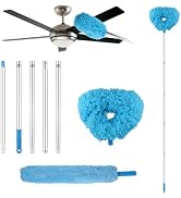 Ceiling Fan Cleaner Duster,Reusable Ceiling Fan Blade Cleaner Removable Duster with Extension Pol...