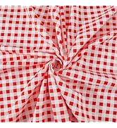 WADORN 1.1Yards Gingham Premium Cotton Quilting Fabric by The Yard, 63" Width 100% Cotton Red and...