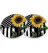 Car Coasters 2 Pack, Small 2.56" Stone Car Cupholder Absorbent Coaster Set for Women Men Drink Cu...