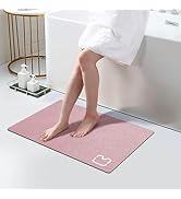 Diatomaceous Earth Bath Mat Rugs Quick Dry Super Absorbent Non Slip Rubber BottomThin Bathroom Ma...