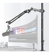 Frgyee Mic Boom Arm, Adjustable Height Overhead Microphone Stand with Heightened Extension Riser ...