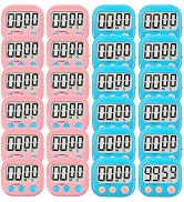 24 Pack Digital Kitchen Timer Small Classroom Timers for Kids Teachers (Blue&Pink)