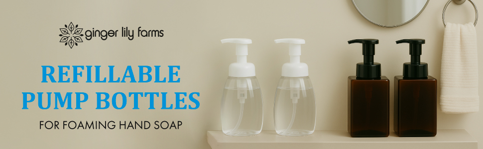 hand soap dispenser pump bottle liquid plastic container refillable foam toiletries clear body