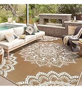 Yamaziot Waterproof Outdoor Rug 8x10 ft, Reversible Plastic Straw Rug for Patio Clearance, Campin...