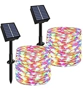 Solar String Lights Outdoor Waterproof 2 Pack Total 66ft 200LED 8 Modes Twinkle Lights Solar Fair...