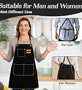conda Chef Apron, 1 Pack, Cross Back Straps Apron With Pockets for Men Women, 100% Cotton Canvas ...