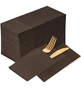 KAMMAK Napkins Disposable Coffee Cloth like Dinner Paper Napkins with Pocket 100 Pack Folded Lunc...