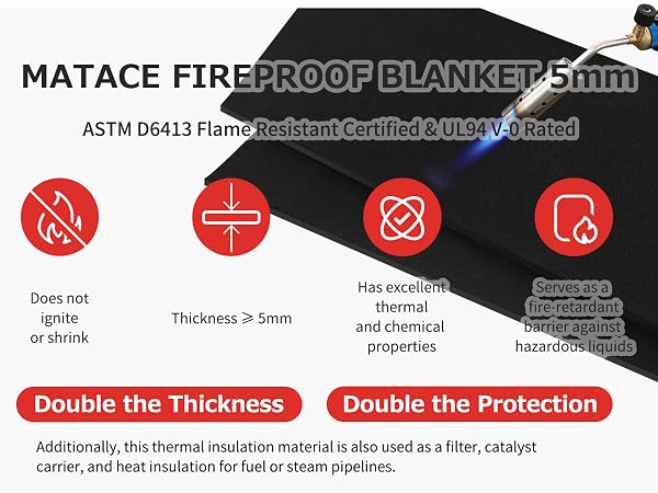 Matace 5mm Carbon Felt Fireproof Blanket Features