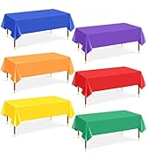 6Pcs Plastic Table Cloth Disposable, Assorted Color Rainbow Tablecloth Colorful Neon Rectangle Bu...