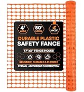 Plastic Mesh Safety Fence – Heavy Duty Orange Temporary Barrier Netting, 4' x 50' Roll, Reusable ...