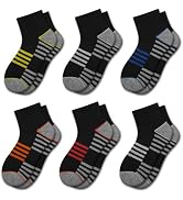 Comfoex Boys Athletic Quarter Socks - Ankle Sports Socks With Cushioned Sole - 6 Pairs, Sizes 4-6...