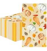 100 PCS Fall Paper Napkins 3-Ply, Disposable Pumpkin Maple Leaves Bathroom Guest Hand Towels Than...