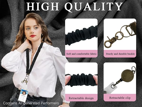 Scrunchie Lanyard for ID Badges Set