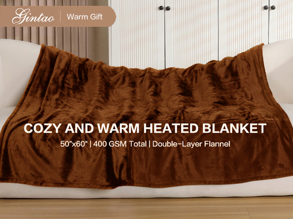 Electric heated blanket throw