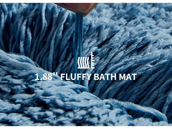 Bathroom Rugs Non Slip Washable Ultra Soft Absorbent Bath Mat Quick Dry Shaggy for Tub Blue Decor