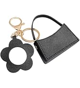 CALFOVERA Portable PU Leather Hnadbag Keychain for Travel Small Black Leather Change Pouch Mini M...