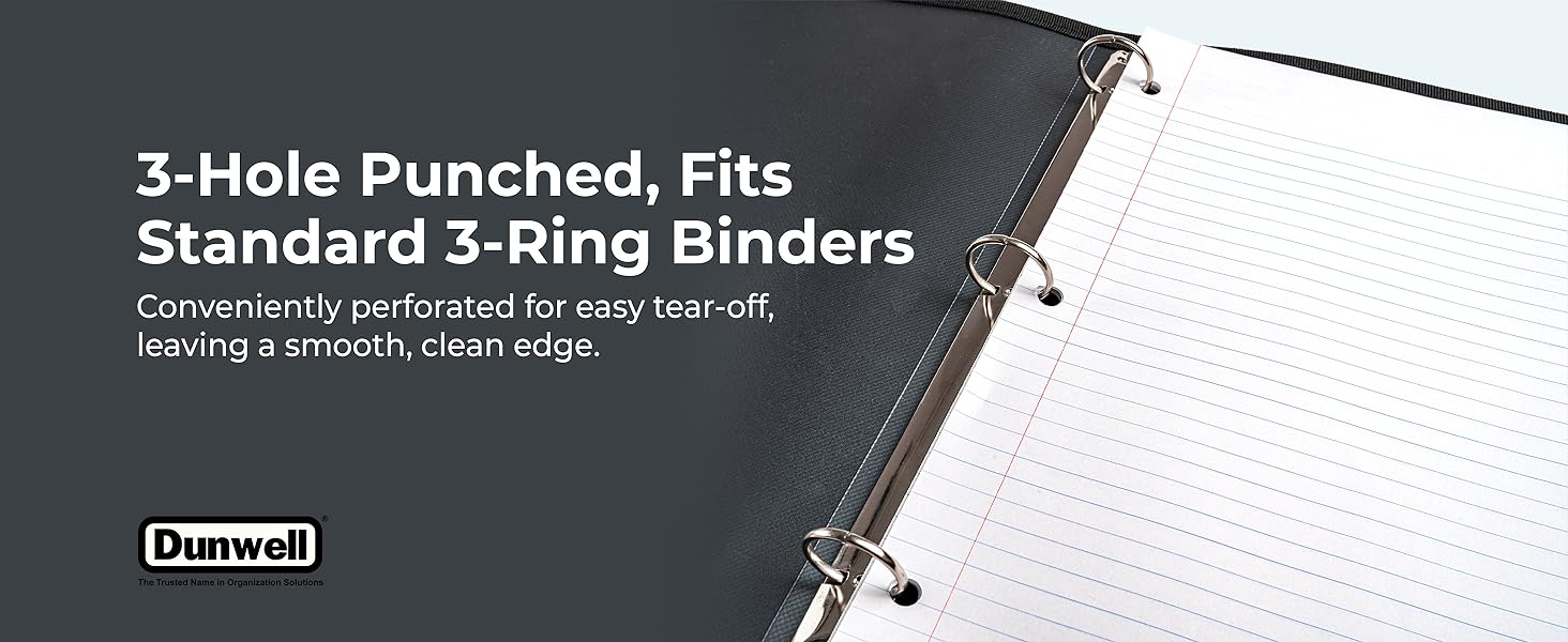 notebook 3 hole punch with hole punched standard three ring binder 8.5 by 11 rip away tearable
