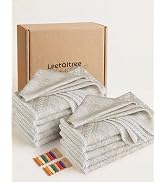 Leetaltree Woven Cotton-Linen Blend Napkins(Beige,Set of 12) | Linen Lyocell Blend, Absorbent, Wr...