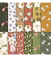 48 Sheets Scrapbook Paper 11x11, Vintage Floral Pattern Decorative Scrapbook Paper for Journals D...