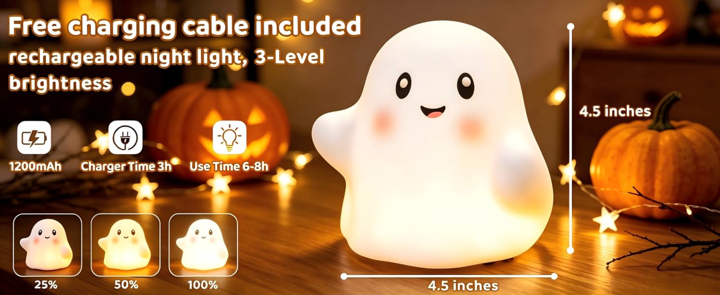night light rechargeable,3-Level Brightness,dimmable night light,soft night light,night light