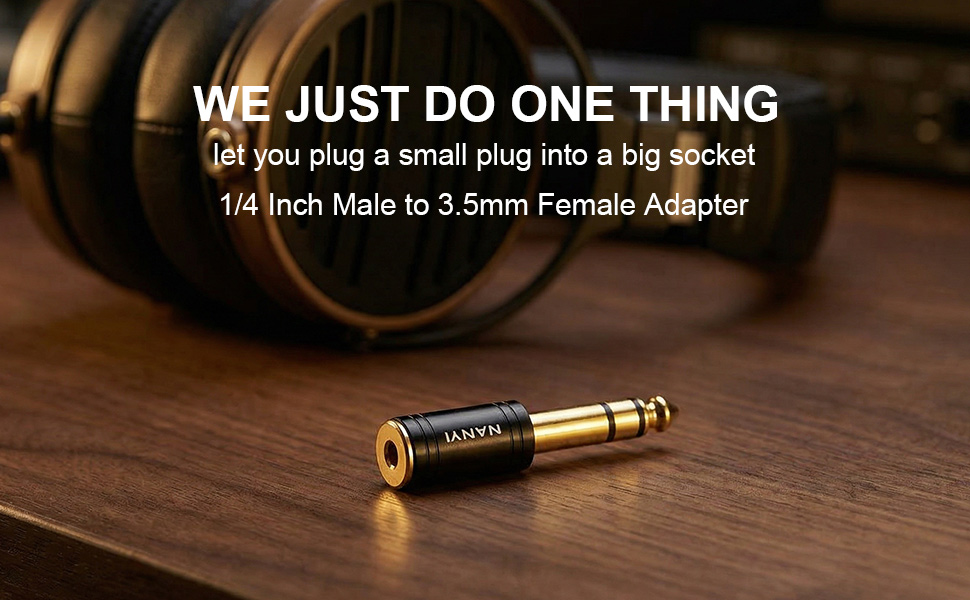 1/4 Male to 3.5mm Female Stereo Headphone Adapter, Supports all standard TRS/TS 1/4 "devices