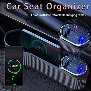 Car Front Seat Gap Storage Box with TypeC and USB Charging Ports