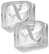 2Pcs Crystal Clear Toiletry Bag Kit for Women Men, Travel Beach Essentials PVC Waterproof Vinyl O...