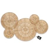 CHI AN 18 Inch Boho Wall Decor – Set of 5 Woven Jute Wall Baskets, Boho Wall Art & Decorative Bas...