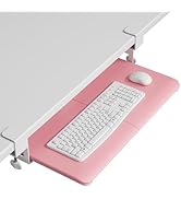 BONTEC KMT01 Under Desk Keyboard Tray, Pull-Out Keyboard & Mouse Platform with C-Clamp, 25.6 x 11...