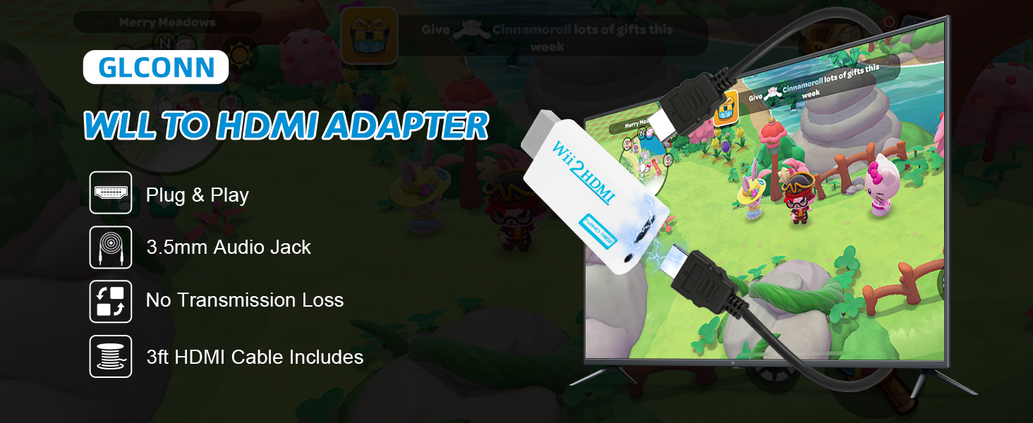 Wii to HDMI Adapter with 5FT HDMI Cable