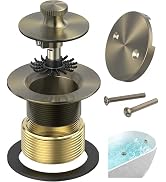 Sogmeter Antique Brass Bathtub Drain, Hair Catcher and 2-Hole Overflow Faceplate, 11.5/16 UNC, Li...