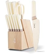 Zhang Xiao Quan Since 1628 15Piece Kitchen Knife Set,Knife Block Set with Ceramic-Coated Blade Er...