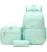 Armbq Daisy Kids Backpack for Girls, Multi Pocket School Bags with Lunch Box for Elementary, Teen...