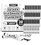 FUMILE 30 Pcs Black Washable Markers Bulk, Markers for Kids,Broad Line Conical Tip Coloring Marke...