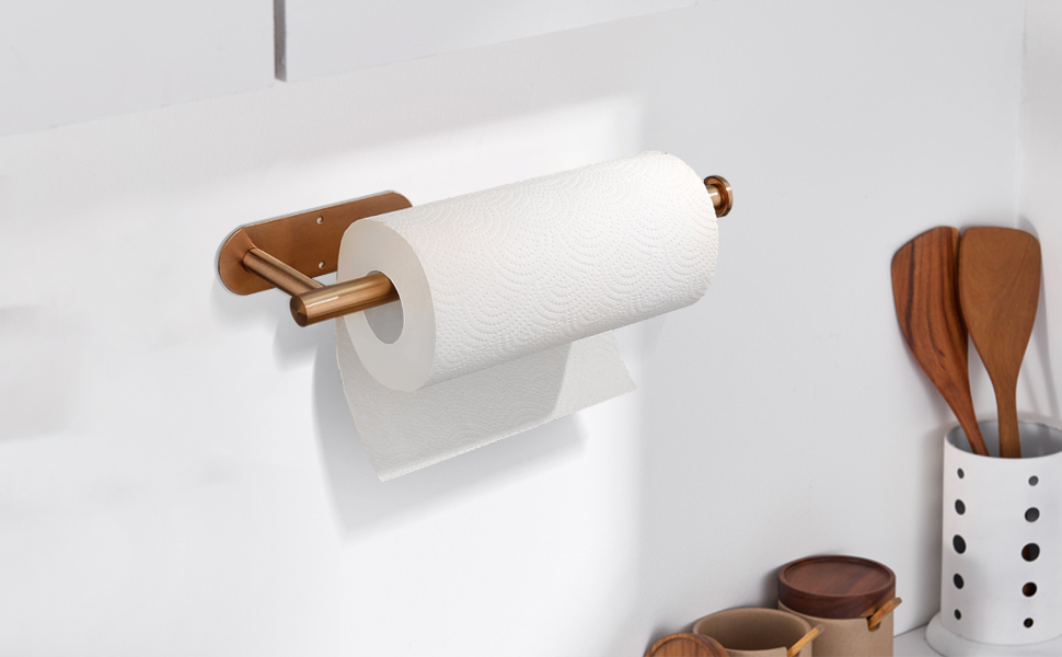 gold paper towel holder under cabinet