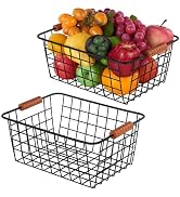 Wire Household Pantry Baskets with Handles 2 Pack,Storage Organizer Baskets for Countertop, Close...