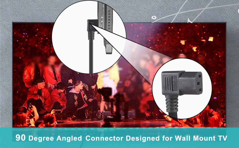 3FT 90 Degree Computer Power Cord Black C13 3 Prong Angled AC Power Cord