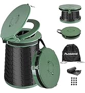 PLOGGING XXL Portable Toilet -19.7" H 15" D Adjustable Foldable Camping Toilet, Luggable Loo with...