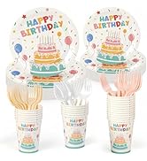 Childom 96 Pcs Birthday Party Supplies Set,Disposable Plates for Birthday Decorations,Paper Plate...