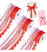 Pandahall 30 Yards Love Heart Ribbon Embossed Love Heart Valentine Ribbon Holiday Grosgrain Ribbo...