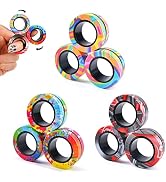 9Pcs Magnetic Rings Fidget Toy Set, Idea ADHD Anxiety Decompression Magnetic Fidget Toys Adult Fi...