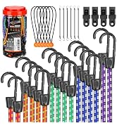 HORUSDY 31-Piece Premium Bungee Cord 6pcs 10" mini Bungee Cords, 2pcs 18"(Red), 4pcs 24"(Yellow),...