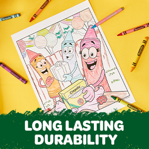 Long lasting durability, witha partially colored in picture of crayon characters