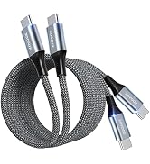 ZOOAUX USB C to USB C Cable (6.6ft 100W, 2Pack), USB C Charger Cable Cord Compatible with iPhone ...