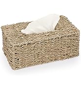 Sumnacon Rectangular Seagrass Tissue Box Cover - Vintage Woven Tissue Box Holder, Decorative Tiss...