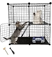 MUYG 2 Tier Cat Cage Indoor,Removable Metal Kitten Cages Detachable Ferret Playpen Portable DIY S...