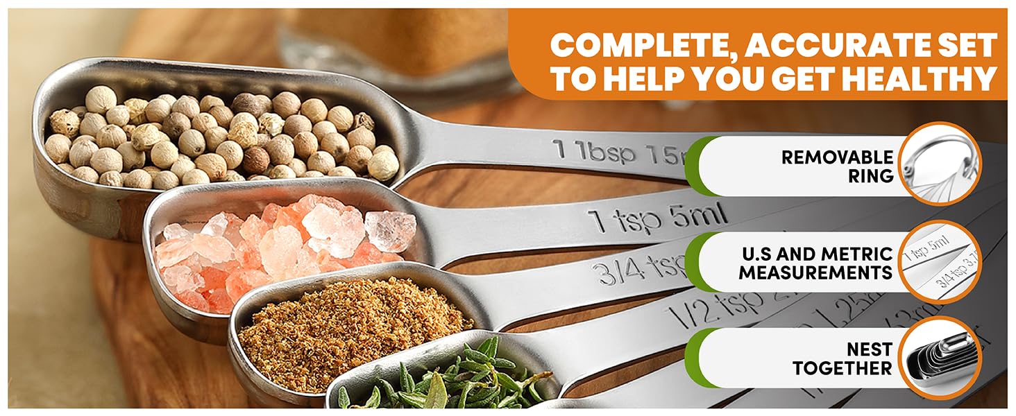 Metal measuring spoons